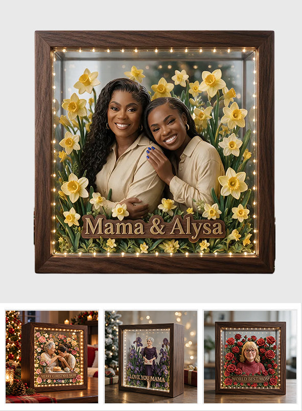 Floral Keepsake Gift For Her/ Mother/ Sister/ Besties... - Personalized Mother Wooden Frame LED Light