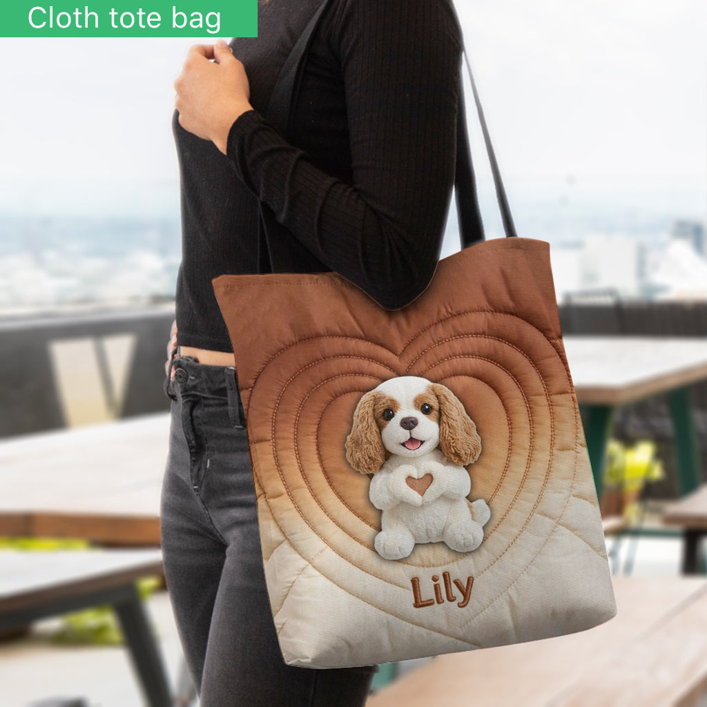 Love Dogs - Personalized Dog Cloth Tote Bag & Plush Brooch