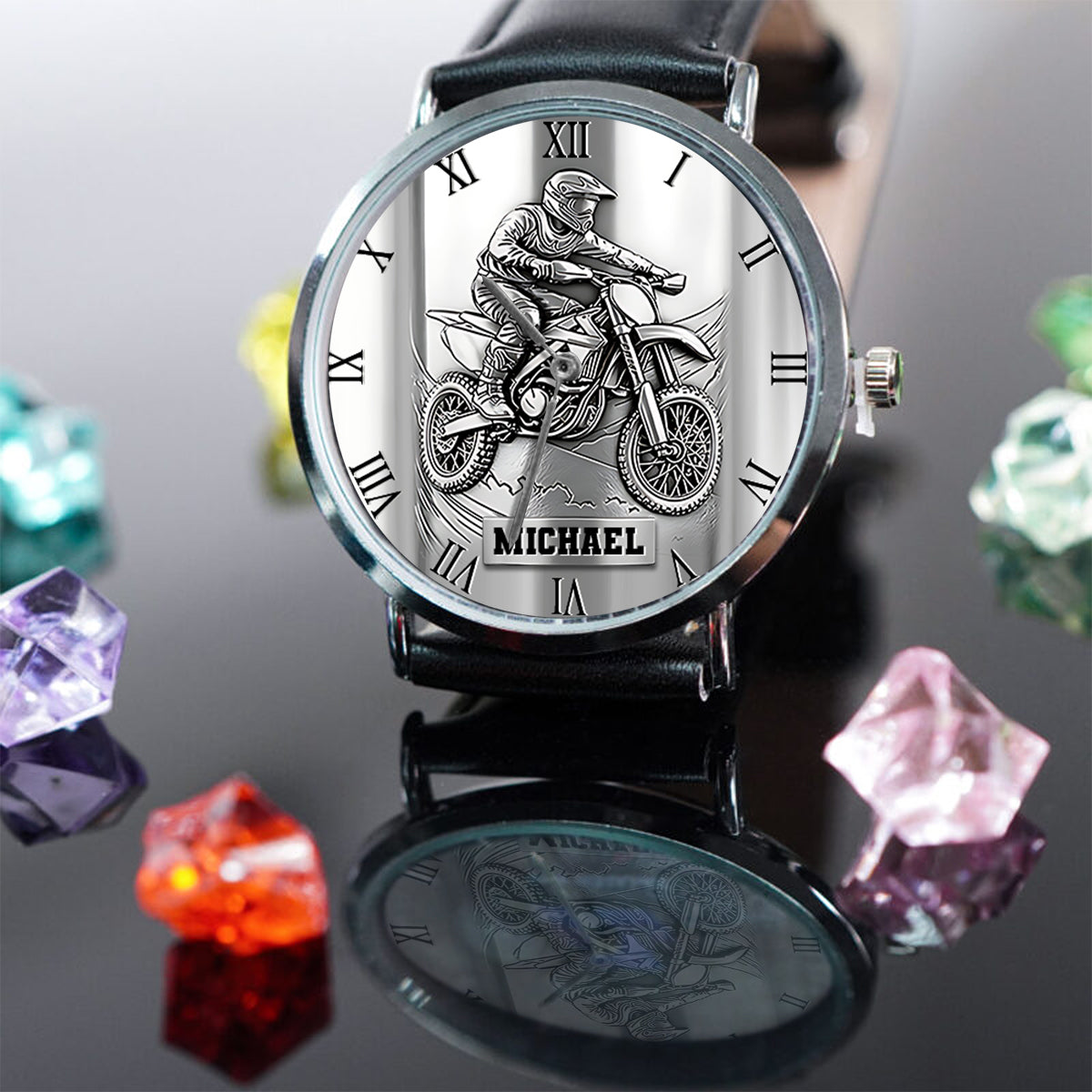 Metalic Dirt Bike/ Motocross - Personalized Dirt Bike Hand Watch