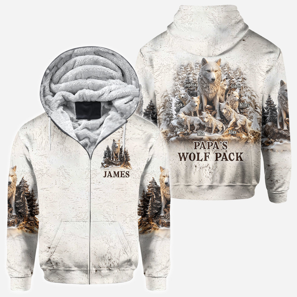 Papa Wolf Pack - Personalized Father All Over Shirt