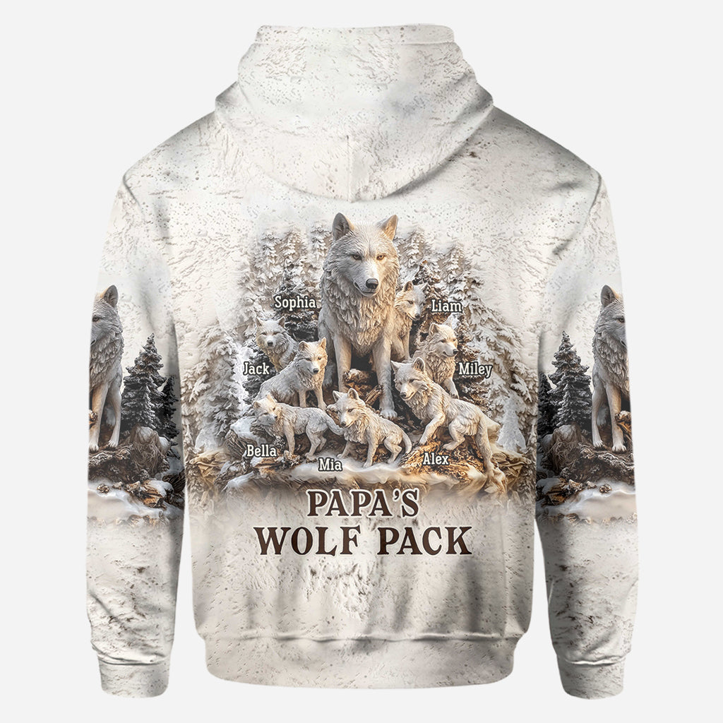 Papa Wolf Pack - Personalized Father All Over Shirt