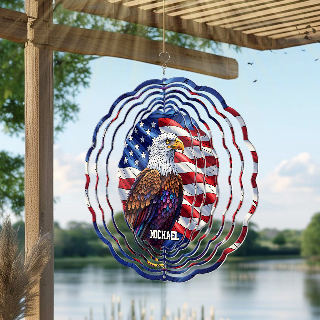 Patriotic Eagle - Personalized Bald Eagle Wind Spinner