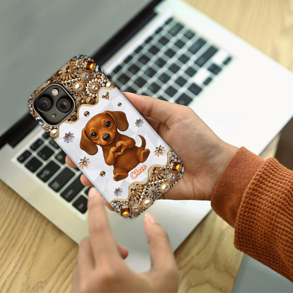 Puppy/ Kitty Makes Heart Hands - Personalized Dog Full Print Phone Case