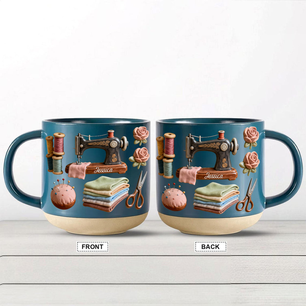 Love Sewing - Personalized Sewing Printed Pottery Mug