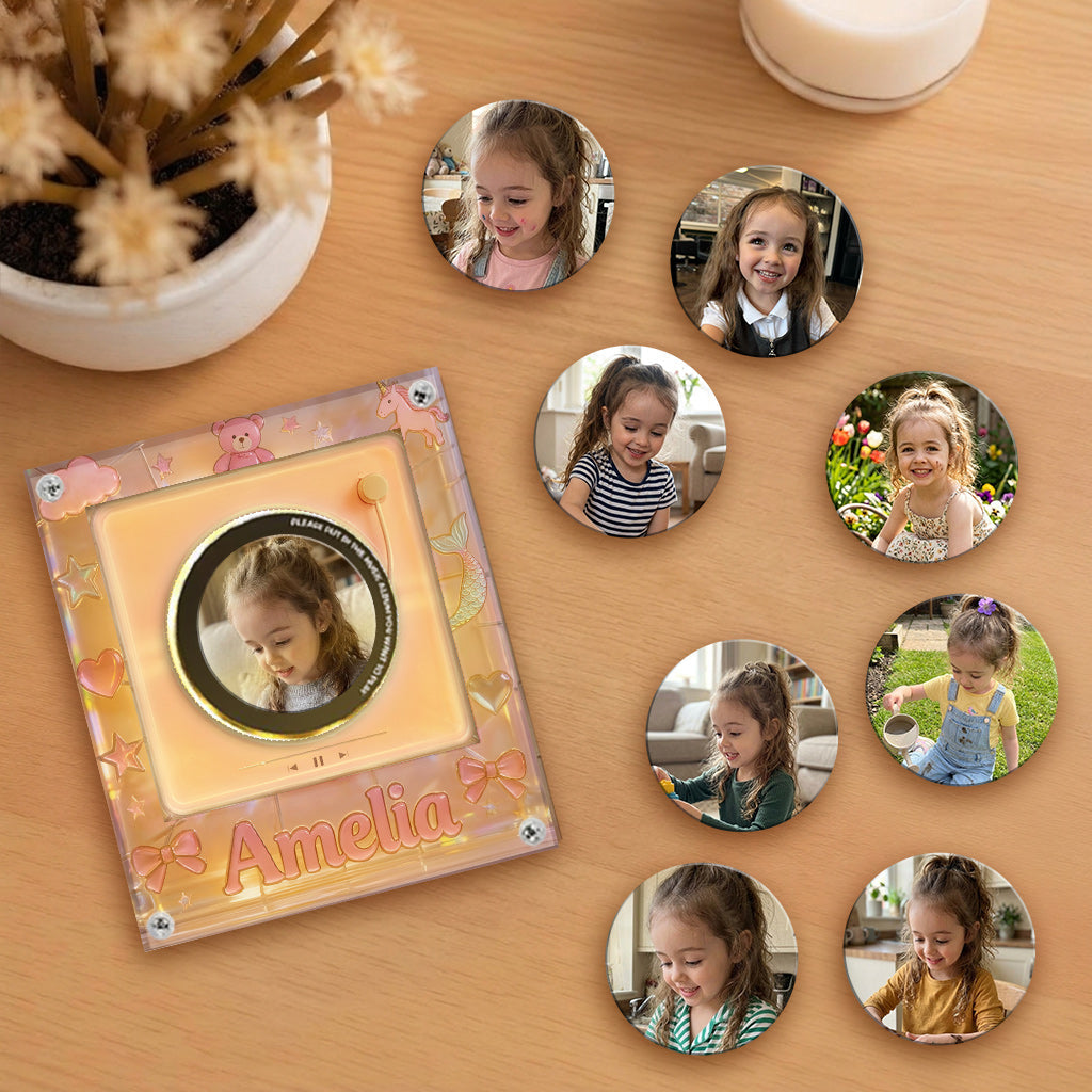 Night Story Telling For Kids - Personalized Kid Rotating Music Magnet With Light