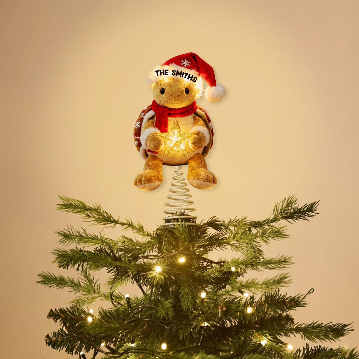 Merry Christmas - Personalized Turtle LED Light Tree Topper