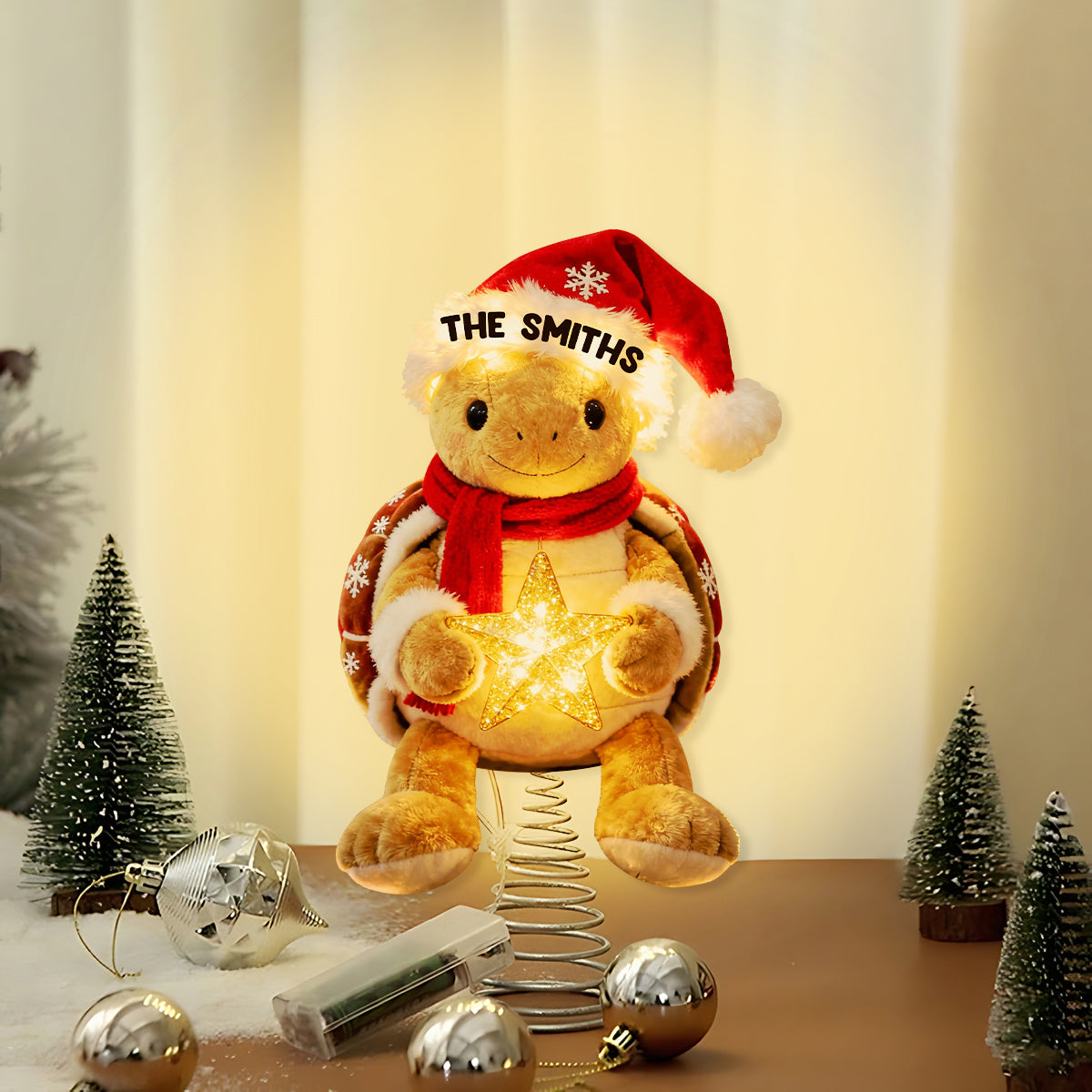 Merry Christmas - Personalized Turtle LED Light Tree Topper