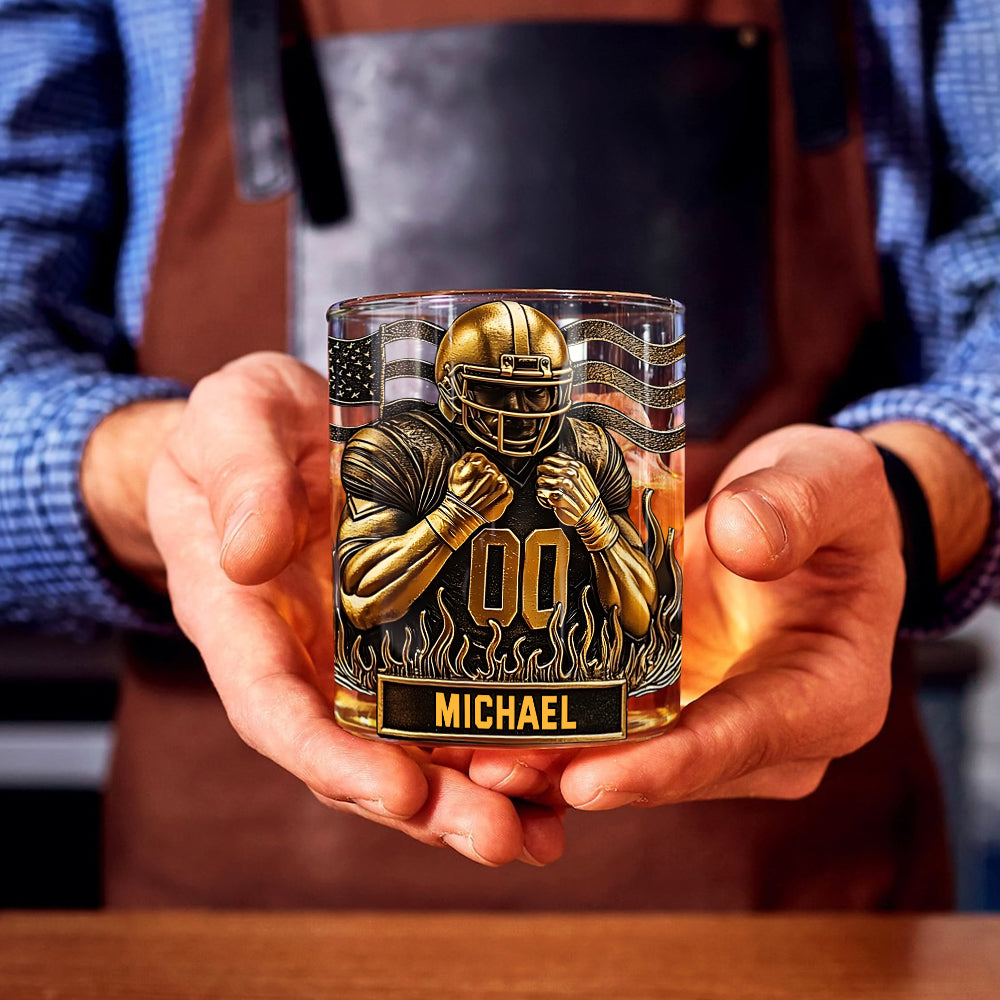 Whiskey & American Football - Personalized Football Whiskey Glass