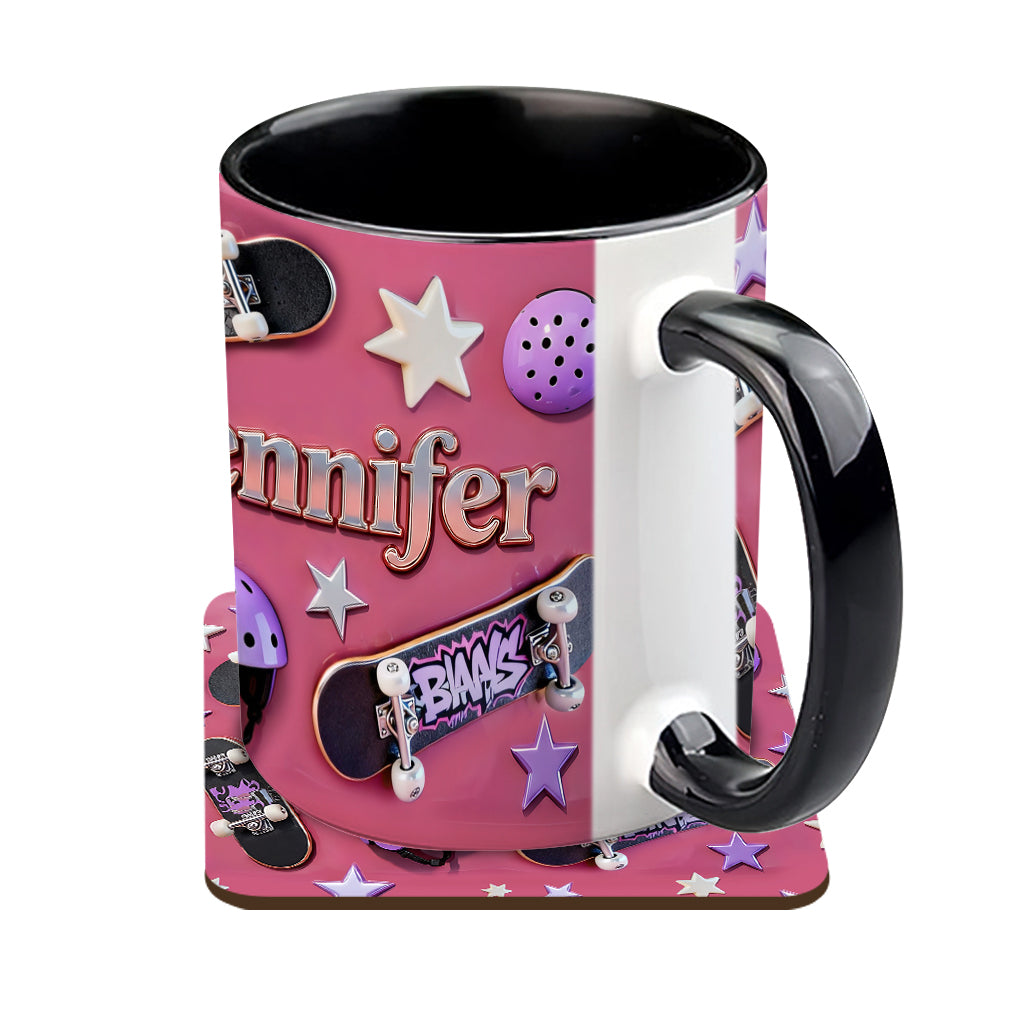 Love Skateboarding - Personalized Skateboarding Accent Mug & Coaster
