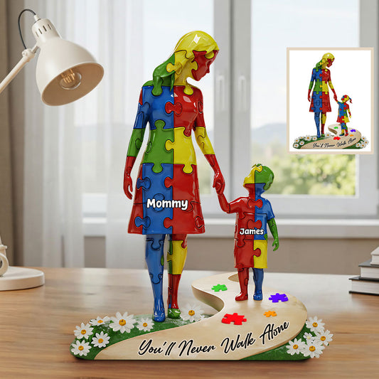 You'll Never Walk Alone - Personalized Autism Awareness Custom Shaped Acrylic Plaque