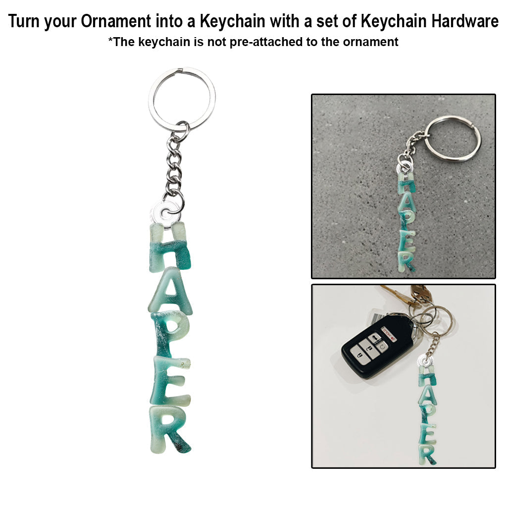 Sea Glass Alphabet, Name Ornament - Personalized Family Custom Shaped Ornament