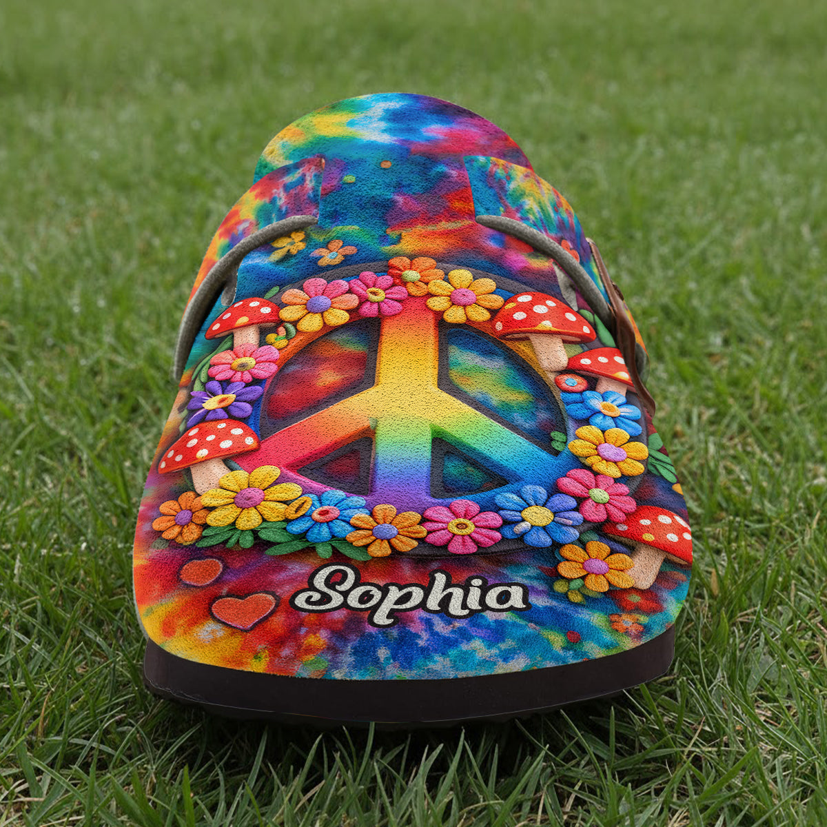 Love Hippie Style, Peace Love Hippie - Personalized Hippie Clogs With Arch Support