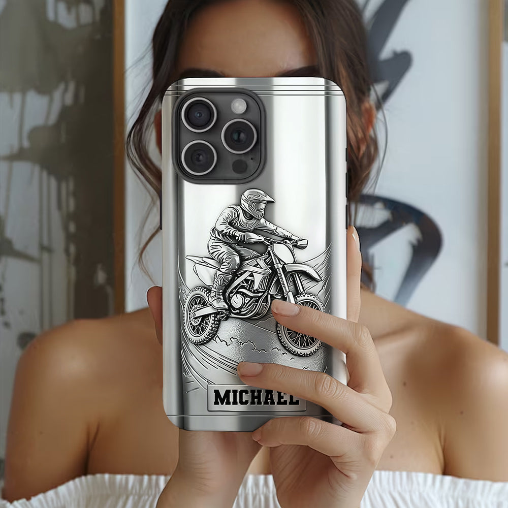 Metalic Dirt Bike/ Motocross - Personalized Dirt Bike Full Print Phone Case