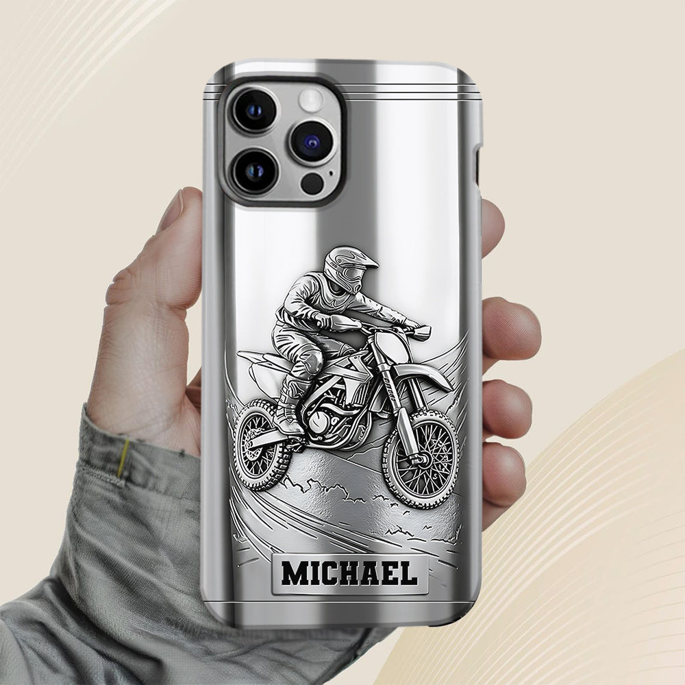 Metalic Dirt Bike/ Motocross - Personalized Dirt Bike Full Print Phone Case