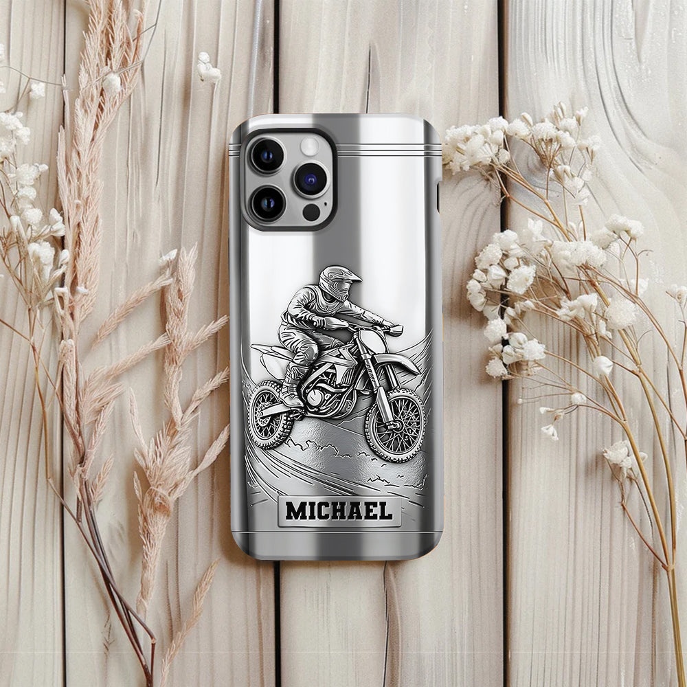 Metalic Dirt Bike/ Motocross - Personalized Dirt Bike Full Print Phone Case