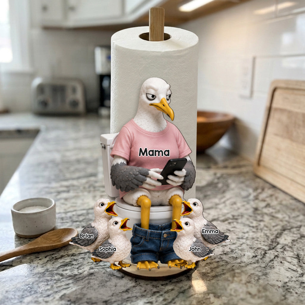 Mom Dad Funny Seagulls - Personalized Father Paper Towel Stand
