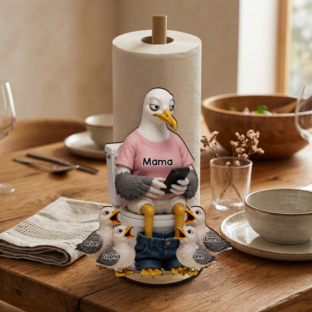 Mom Dad Funny Seagulls - Personalized Father Paper Towel Stand
