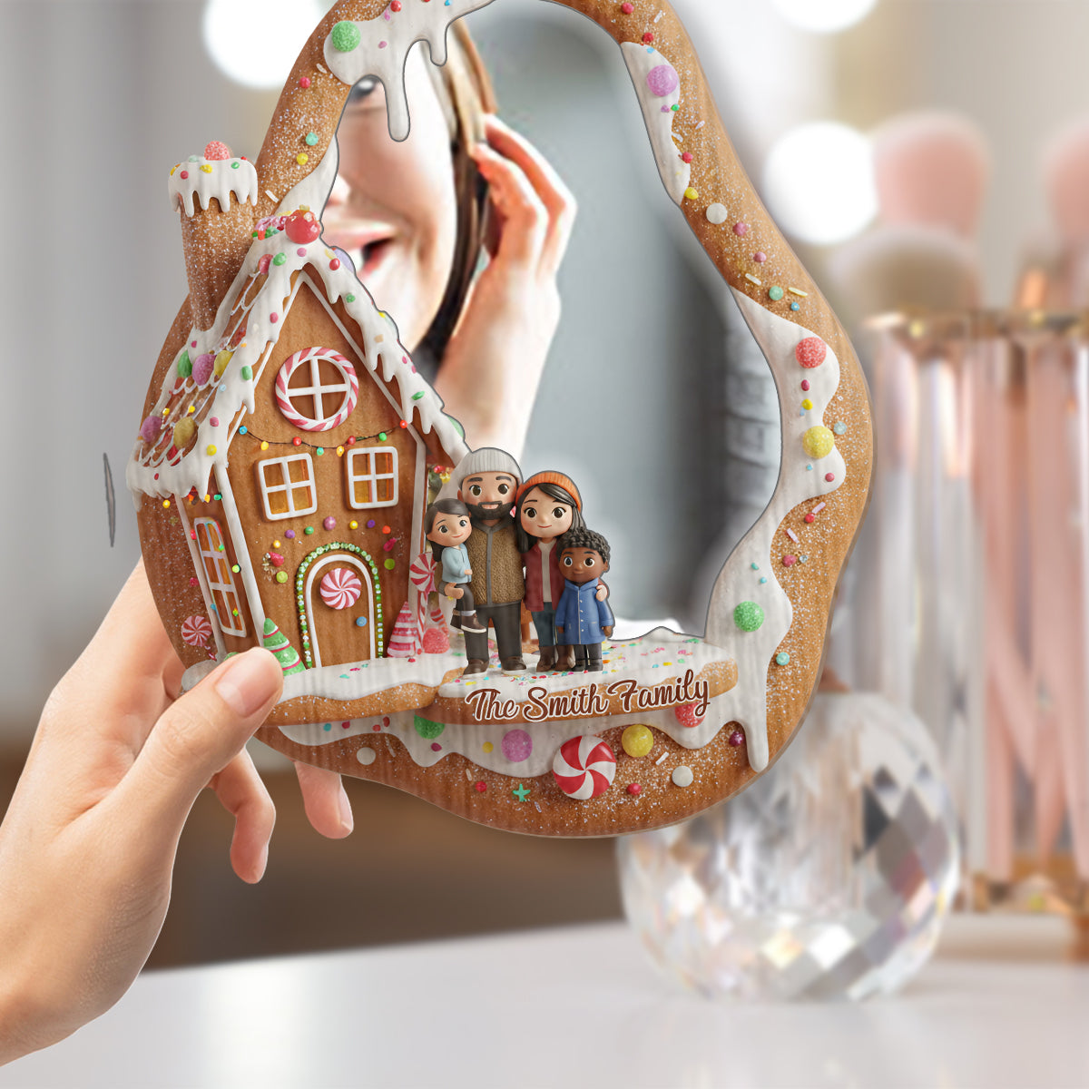 Merry Gingerbread Christmas - Personalized Family Wall Hanging Mirror