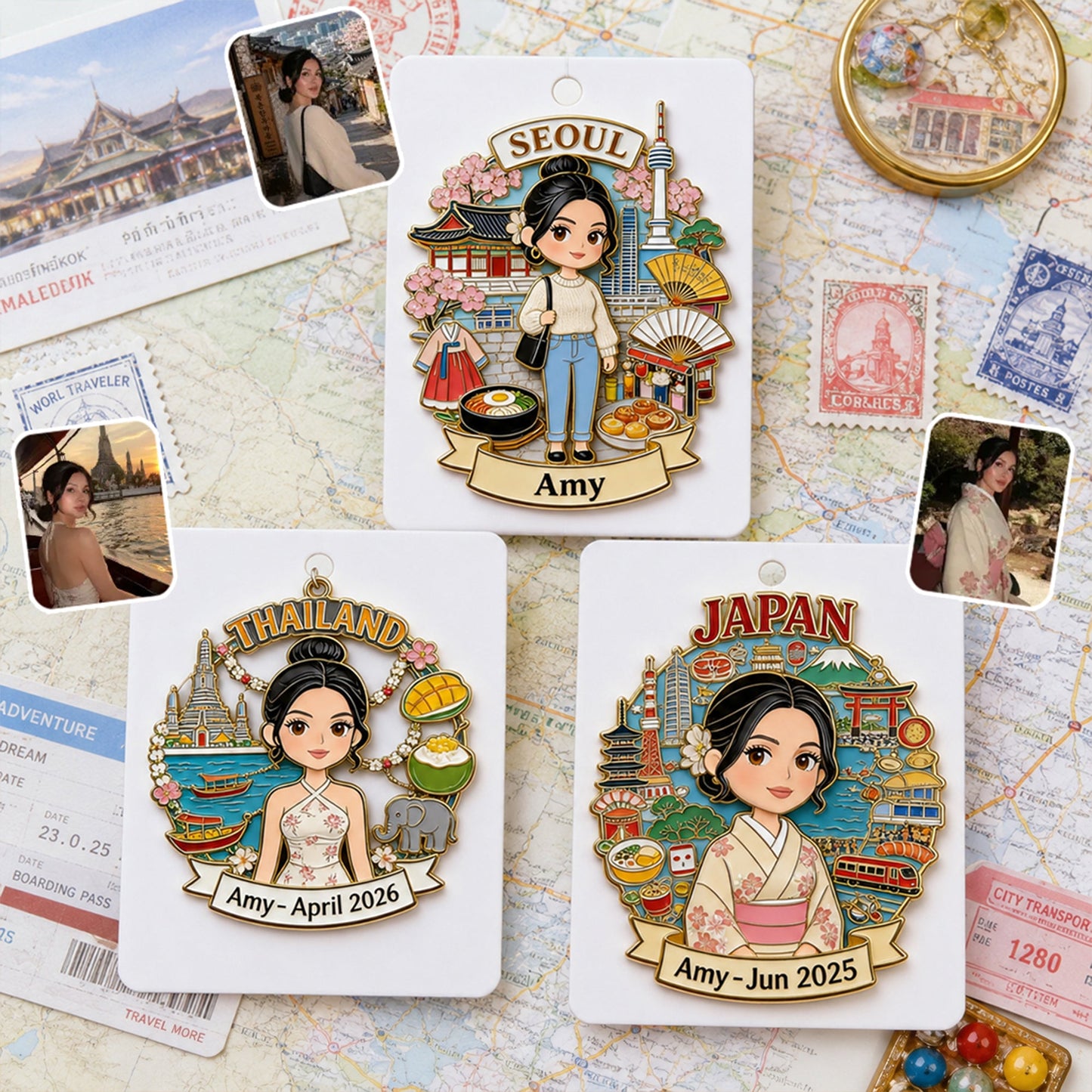 Travel Memories Keepsake - Personalized Travelling 3D Embossed Enamel Pin