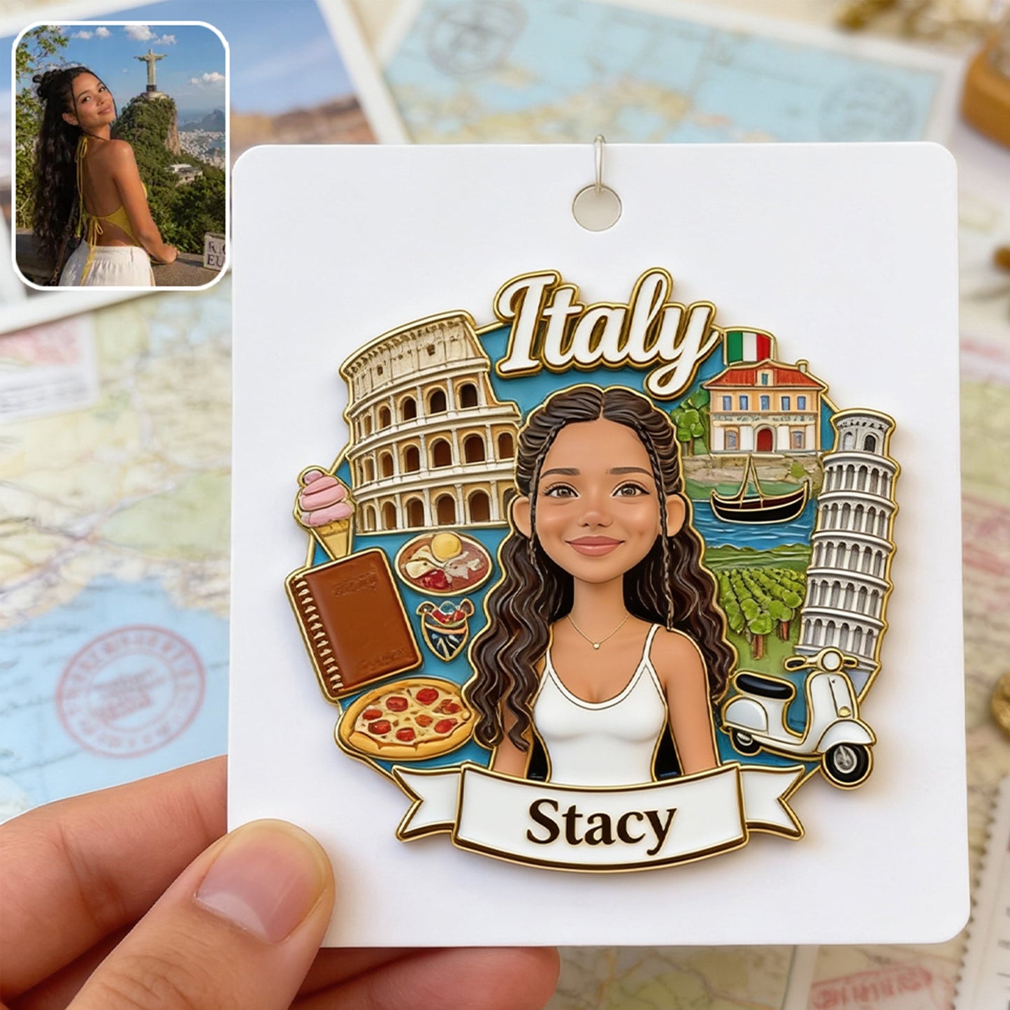 Travel Memories Keepsake - Personalized Travelling 3D Embossed Enamel Pin