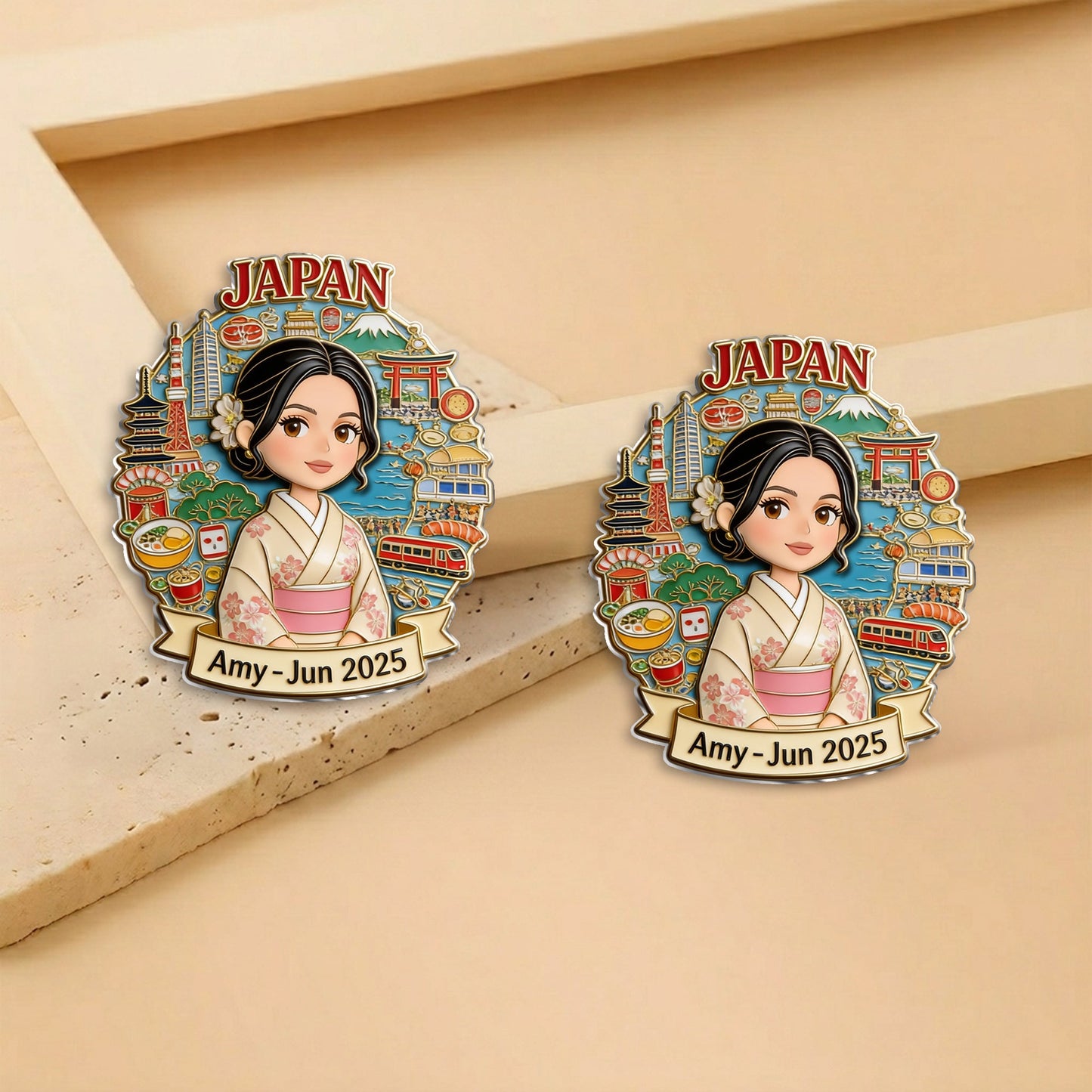 Travel Memories Keepsake - Personalized Travelling 3D Embossed Enamel Pin
