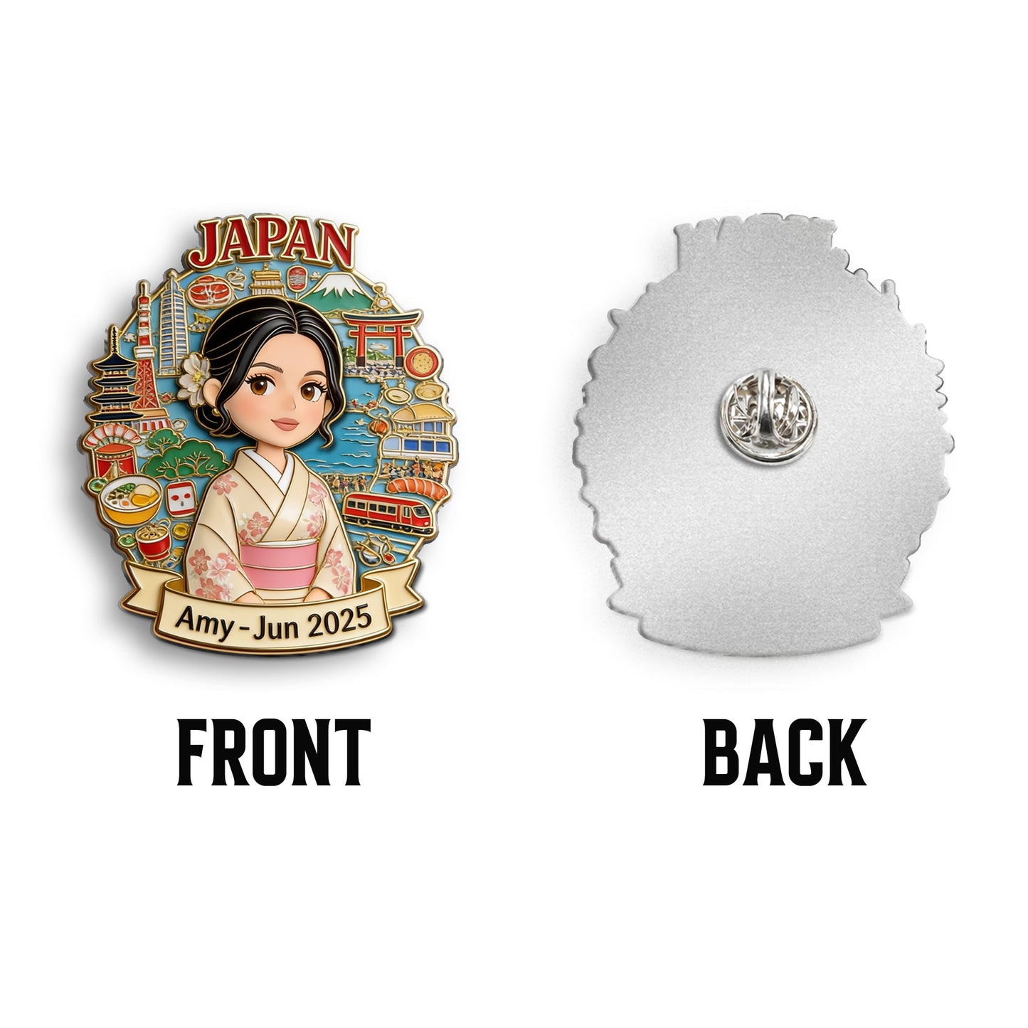 Travel Memories Keepsake - Personalized Travelling 3D Embossed Enamel Pin