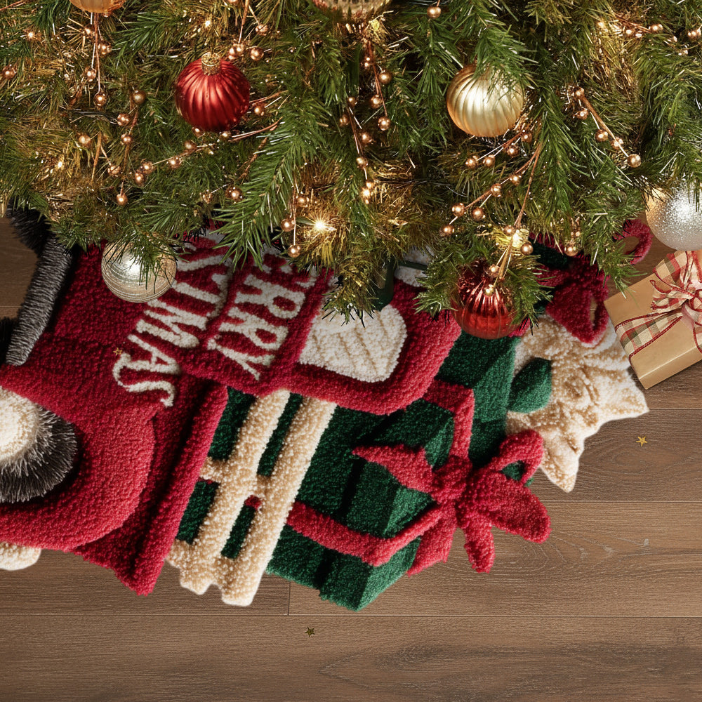 Merry Christmas - Personalized Family Shaped Tree Skirt