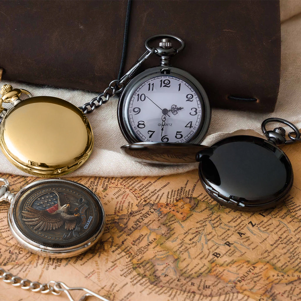 Proud To Be American - Personalized Bald Eagle Pocket Watch