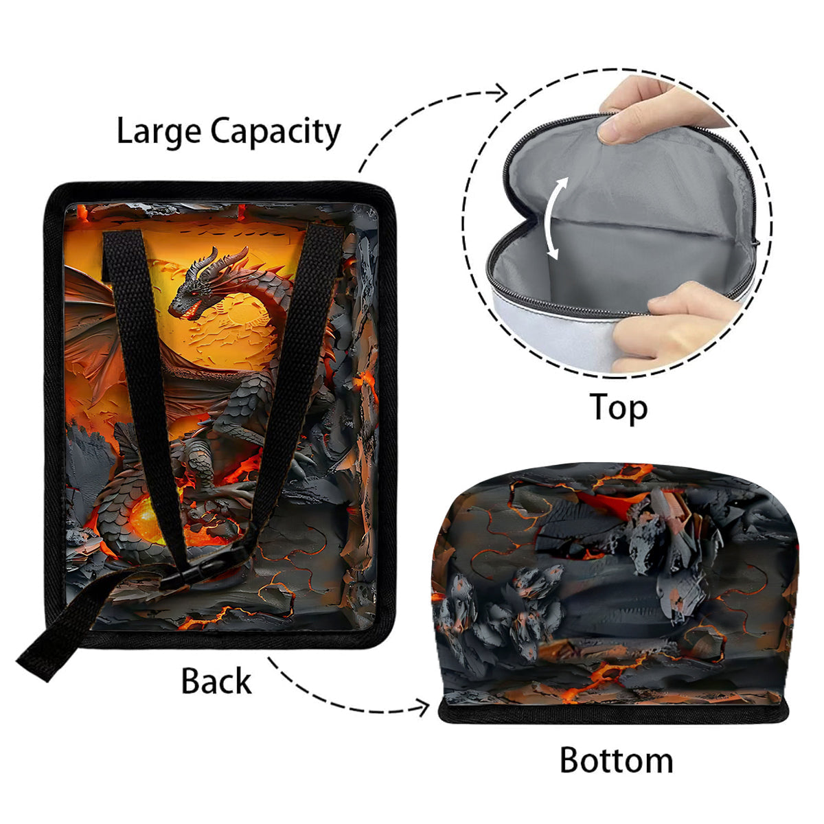 Volcanic Dragon - Personalized Dragon Portable Car Trash Can/ Organizer