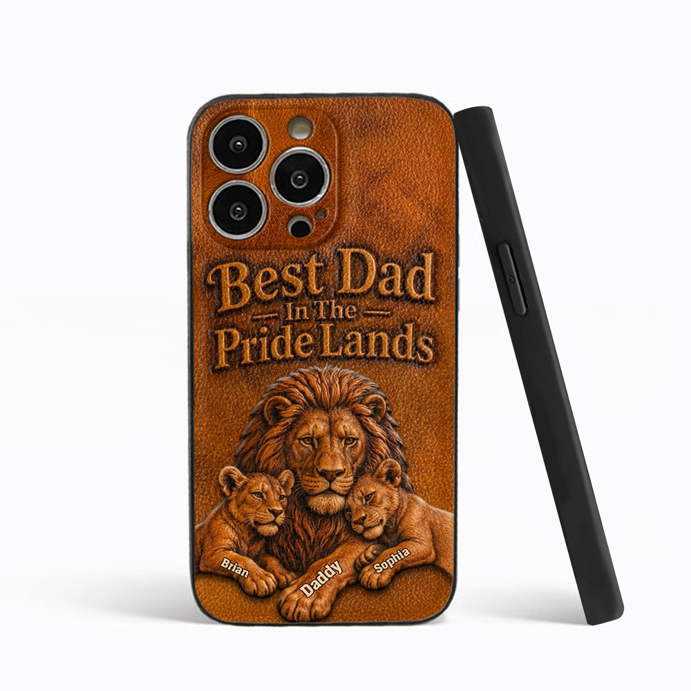 Papa Lion - Personalized Father 3D Embossed Leather Phone Case