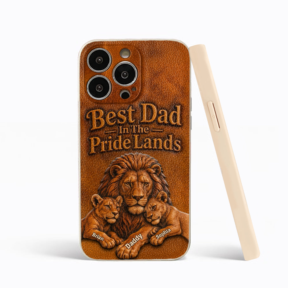 Papa Lion - Personalized Father 3D Embossed Leather Phone Case