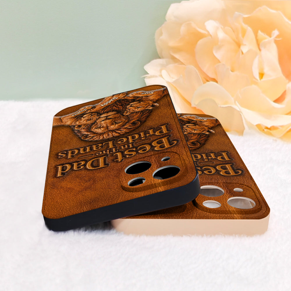 Papa Lion - Personalized Father 3D Embossed Leather Phone Case