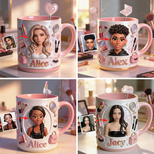 Love Make Up, Make Up Artist - Personalized Makeup Set Accent Mug with Acrylic Stirrers