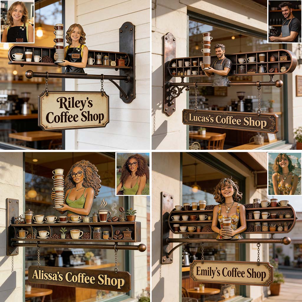 My Coffee Shop - Personalized Coffee Wooden Wall Mount Sign