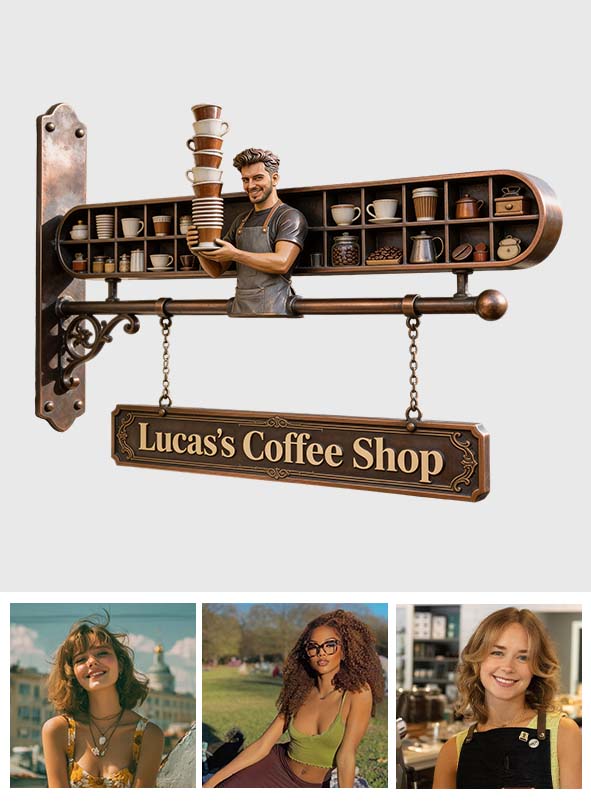 My Coffee Shop - Personalized Coffee Wooden Wall Mount Sign