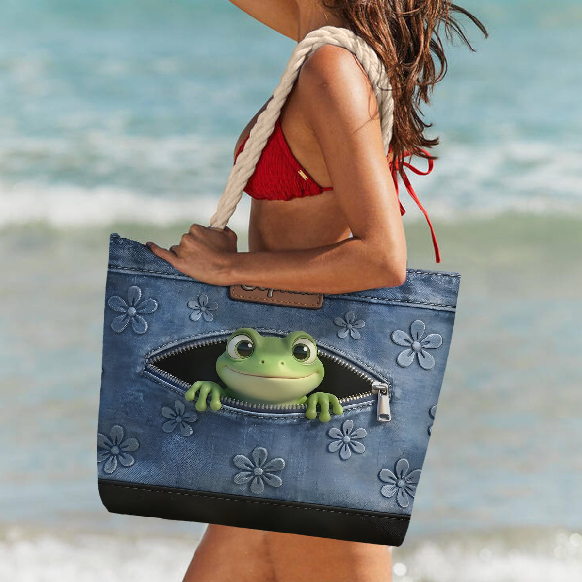Love Frogs - Personalized Frog Beach Bag