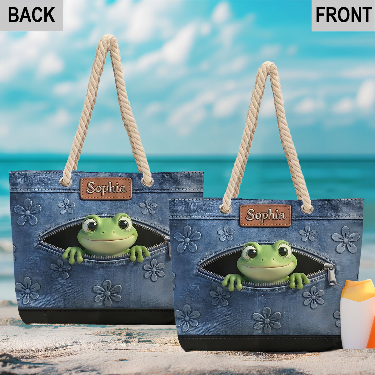 Love Frogs - Personalized Frog Beach Bag