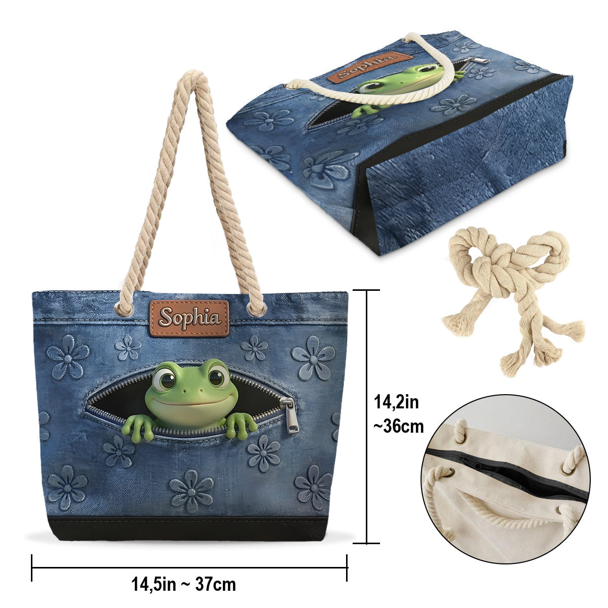 Love Frogs - Personalized Frog Beach Bag