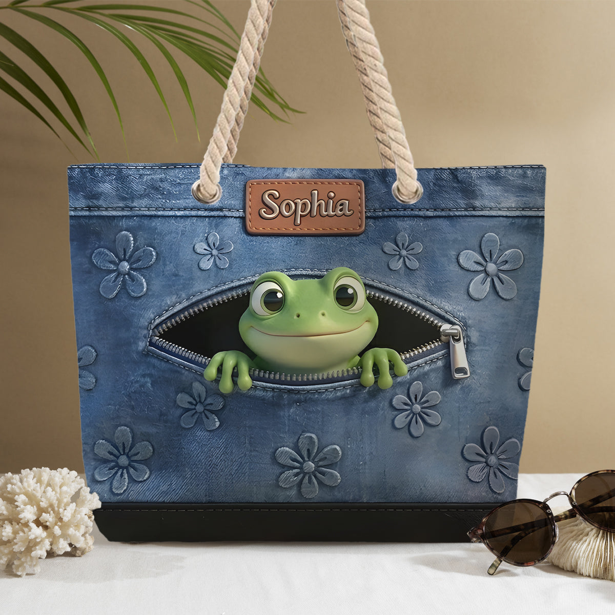 Love Frogs - Personalized Frog Beach Bag