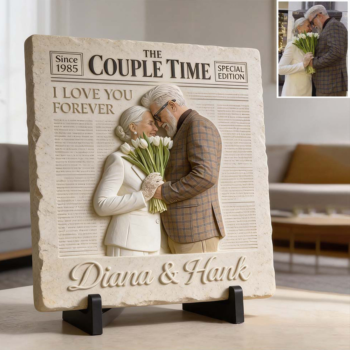The Couple Times - Personalized Couple Square Shaped Stone