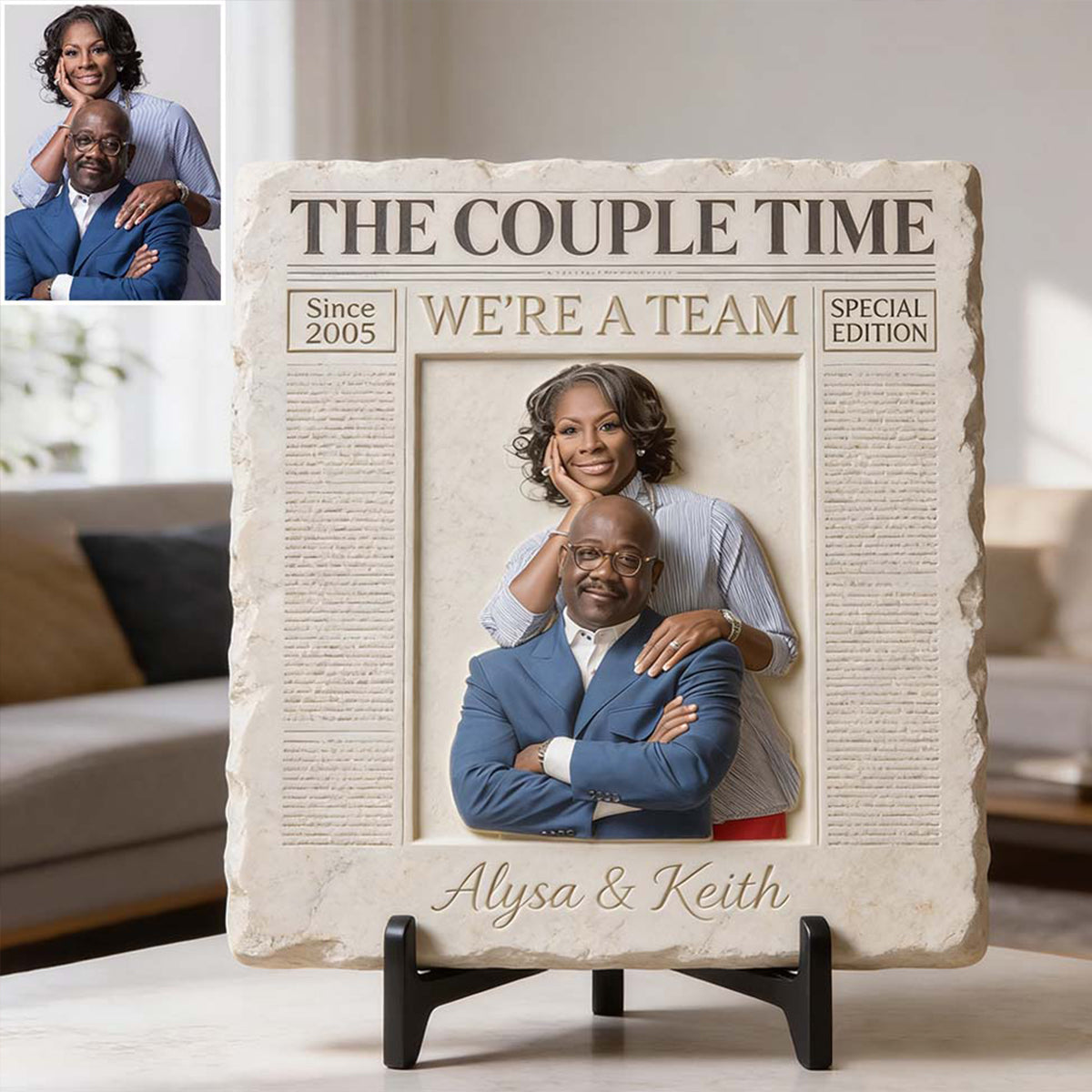 The Couple Times - Personalized Couple Square Shaped Stone