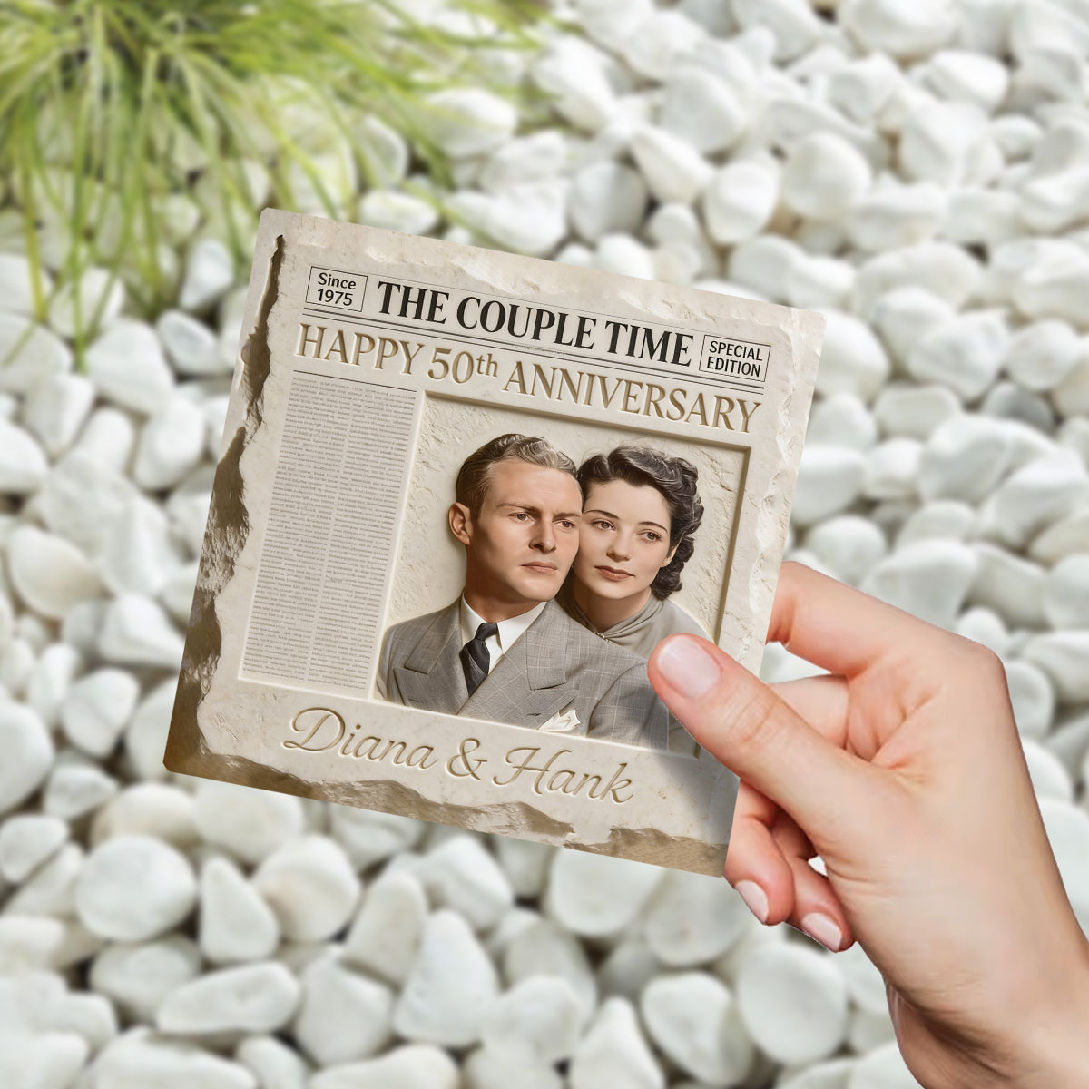 The Couple Times - Personalized Couple Square Shaped Stone