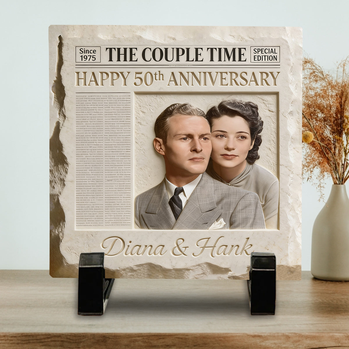 The Couple Times - Personalized Couple Square Shaped Stone