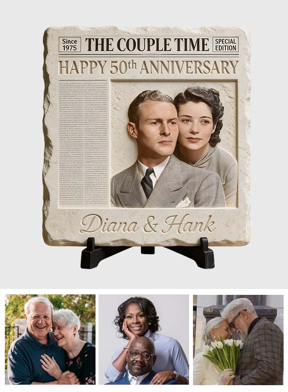 The Couple Times - Personalized Couple Square Shaped Stone