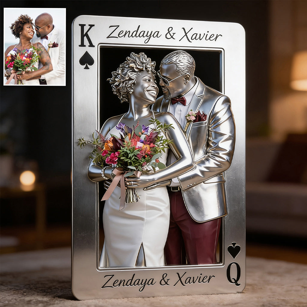 Playing Card King And Queen - Personalized Couple Custom Shaped Acrylic Plaque