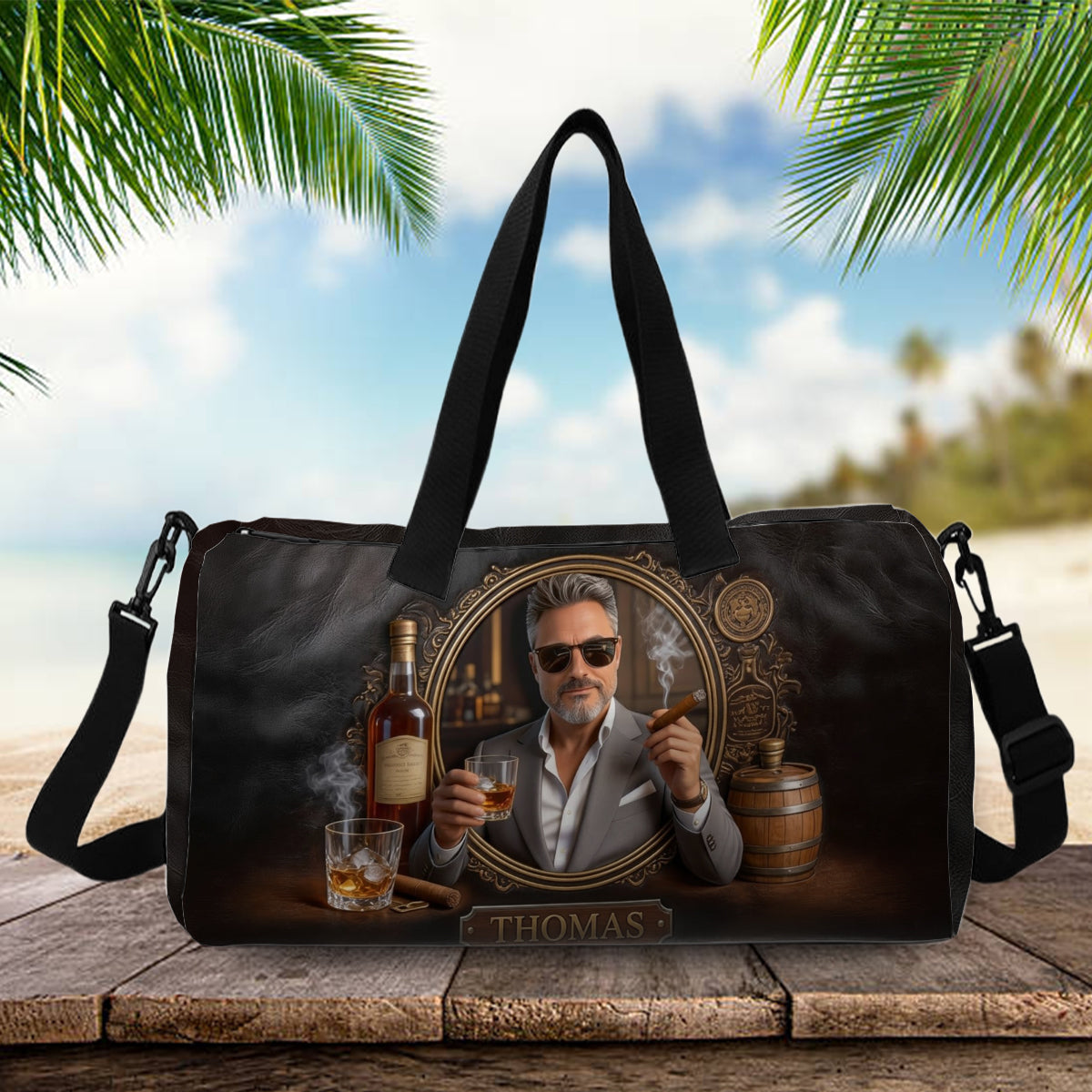 Whiskey And Cigar - Personalized Whisky Duffle Bag