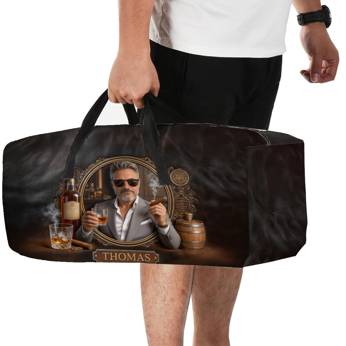 Whiskey And Cigar - Personalized Whisky Duffle Bag