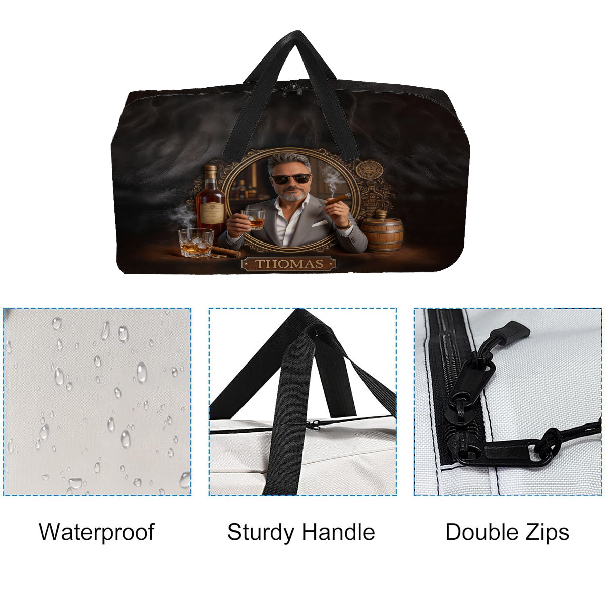 Whiskey And Cigar - Personalized Whisky Duffle Bag
