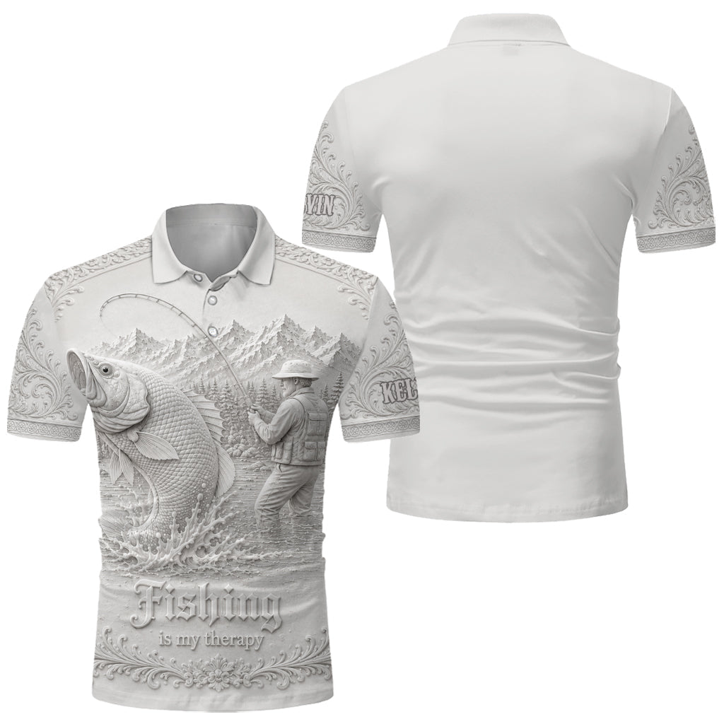 Love Fishing, Fishing Is My Therapy - Personalized Fishing Polo Shirt