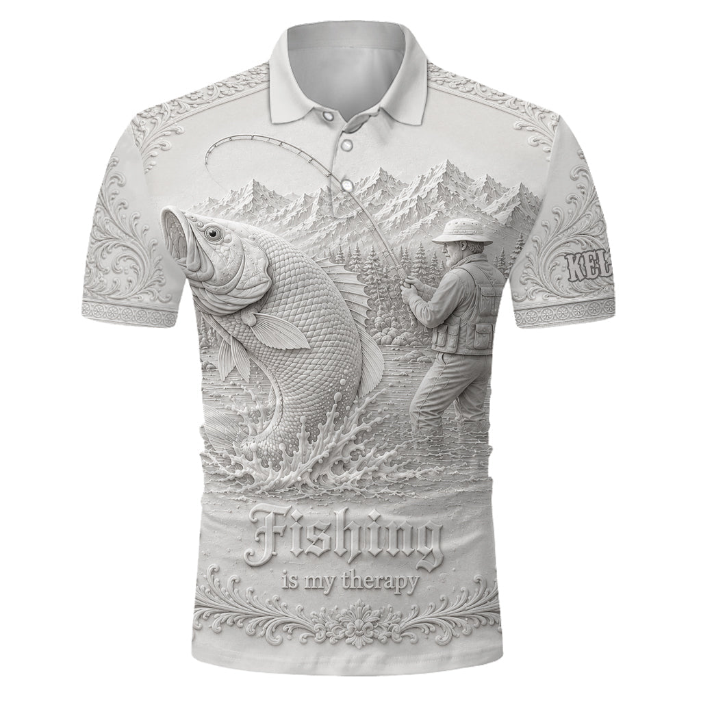 Love Fishing, Fishing Is My Therapy - Personalized Fishing Polo Shirt